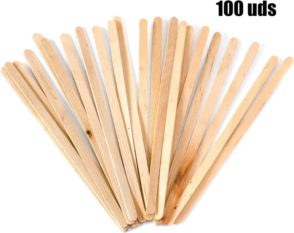 100 Vasos Desechables Café de Papel de 200 ml incluyen 100 Paletinas de Madera